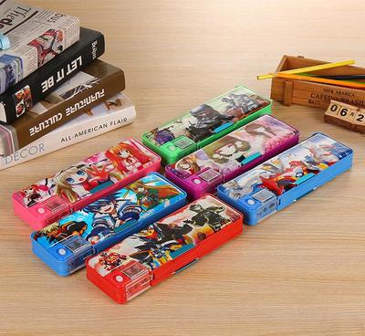 工廠直銷 便攜多功能雙開文具盒/學生鉛筆盒/帶卷筆刀 外貿批發